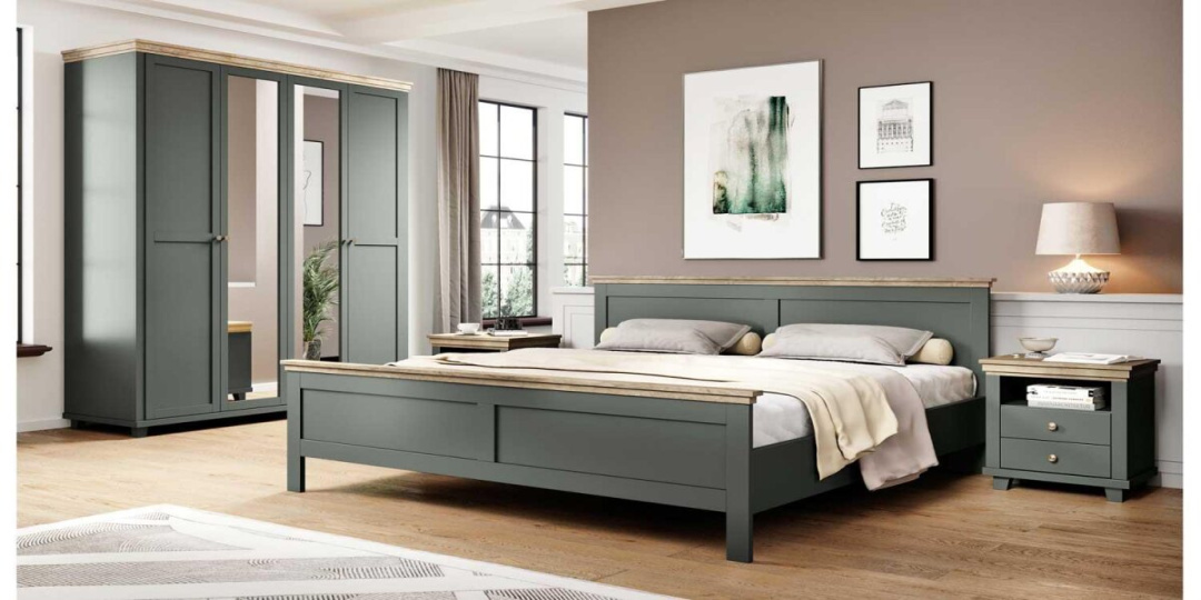 -teiliges Schlafzimmer-Set EVORA Eiche Lefkast Dekor grün -teiliges Schlafzimmer-Set EVORA Eiche Lefkast Dekor grün